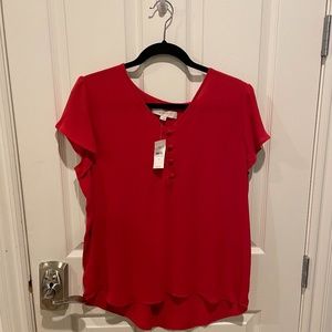 New Red LOFT Short-Sleeve Blouse